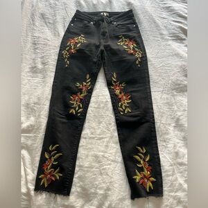 H&M Embroidered Black Jeans